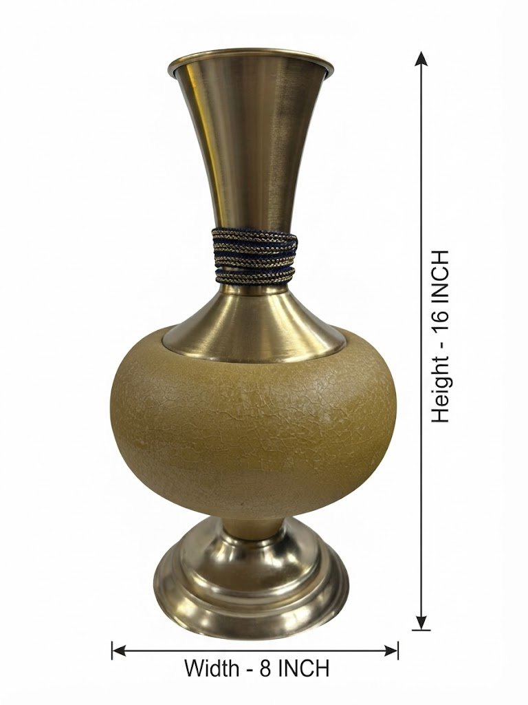 SA.1031 ( Elegant Antique Gold Metal & Textured Olive Decorative Vase ) - Image 2