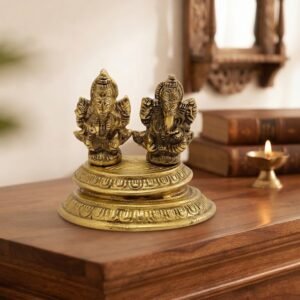 SMALL L.G ( Ganesha & Lakshmi Golden Idol Set with Ornate Decorative Base )
