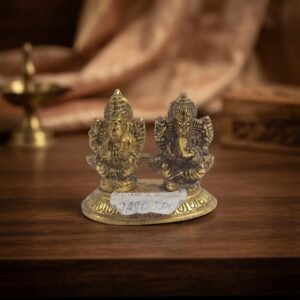 Small LG ( Antique Gold-Tone Lakshmi & Ganesha Decorative Idol )