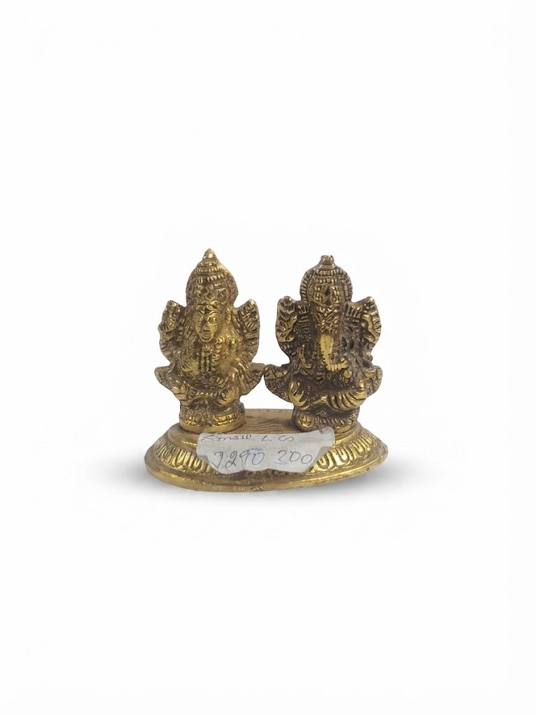 Small LG ( Antique Gold-Tone Lakshmi & Ganesha Decorative Idol ) - Image 2