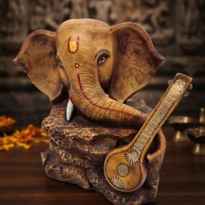 TC.MG01A ( Ganesha with Veena Wooden Sculpture )