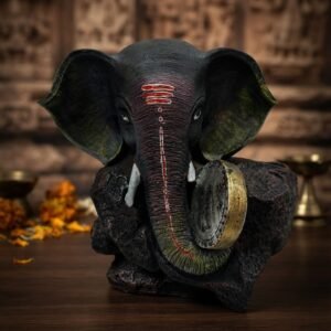 TC.MG.02 B ( Black Antique Ganesha Drum Sculpture )