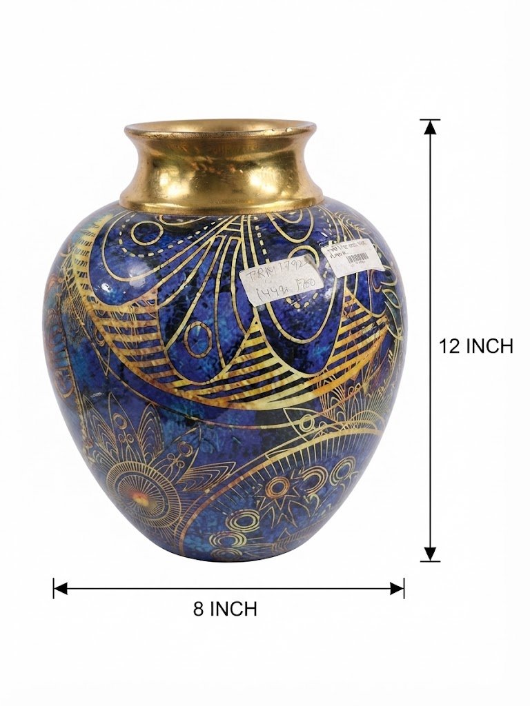 TRM 1792 ( Royal Blue & Gold Handcrafted Decorative Vase ) - Image 2
