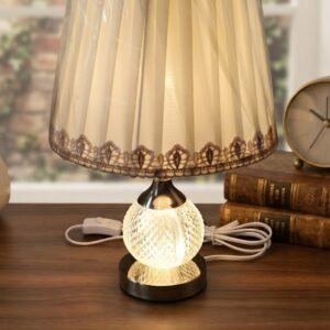 YS.2191 ( Elegant Crystal Ball Bedside Table Lamp with Decorative Fabric Shade )