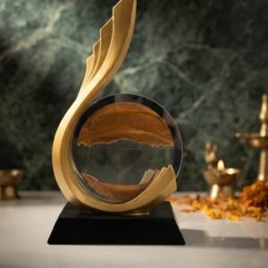 YS.2305 ( Elegant Golden Feather & Crystal Sand Art Decorative Showpiece )