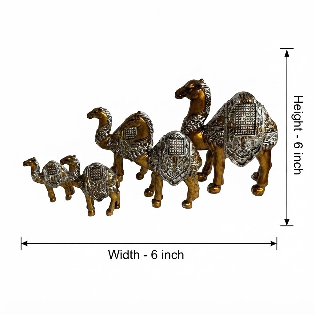 YS1239 ( Royal Golden & Silver Camel Family Decorative Showpiece Set ) - Image 2