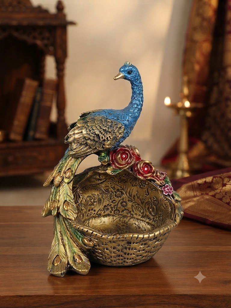YS1249 ( Royal Peacock Decorative Bowl Showpiece )