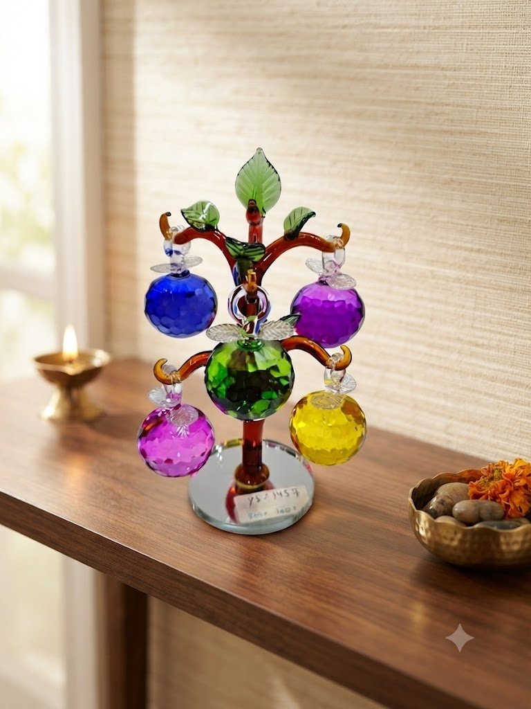 YS1457 ( Handcrafted Multicolor Glass Tree Ornament Sculpture )