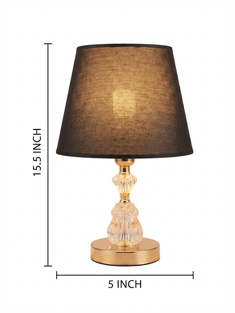 YS1462 ( Elegant Crystal Table Lamp with Bronze Base and Textured Shade ) - Image 2