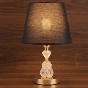 YS1462  ( Elegant Crystal Table Lamp with Bronze Base and Textured Shade )