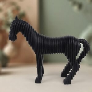 YS1521 ( Modern Black Horse Ribbed Sculptural Showpiece )