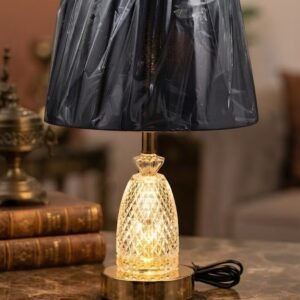YS2195 ( Luxury Golden Crystal Table Lamp with Black Fabric Shade )