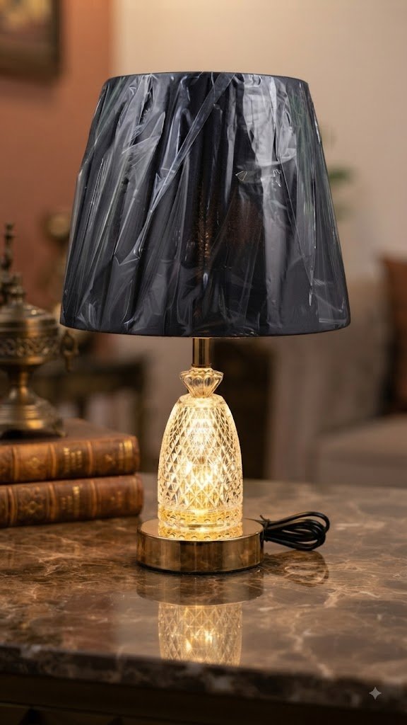 YS2195 ( Luxury Golden Crystal Table Lamp with Black Fabric Shade )
