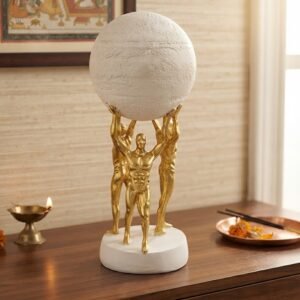 YS2266(D) ( Luxury Golden Atlas-Inspired Sculpture Holding Globe with White Stone Finish )