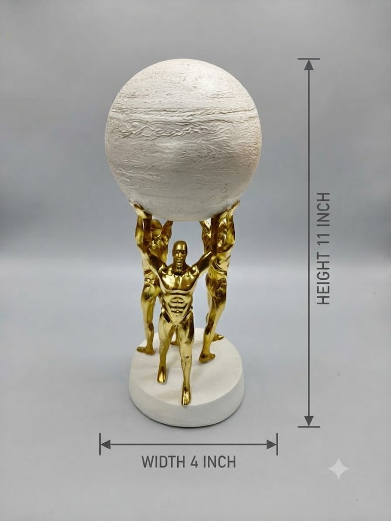 YS2266(D) ( Luxury Golden Atlas-Inspired Sculpture Holding Globe with White Stone Finish ) - Image 2