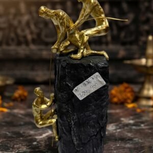 YS2267 ( Luxury Golden Mountain Climbers Sculpture on Black Rock Base )