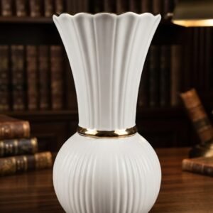 YS2481 ( White Fluted Gold-Accent Decorative Vase )PCS/CTN.24