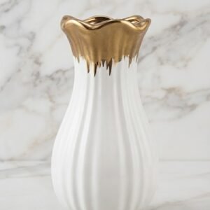 YS2483  ( White & Gold Drip-Edge Decorative Vase )PCS/CTN.24