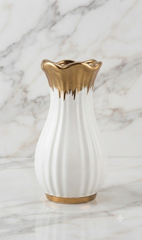 YS2483 ( White & Gold Drip-Edge Decorative Vase )PCS/CTN.24