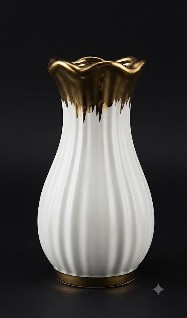 YS2483 ( White & Gold Drip-Edge Decorative Vase )PCS/CTN.24 - Image 2
