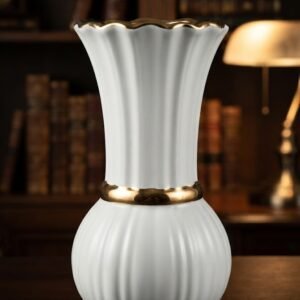 YS2484  ( White & Gold Fluted Decorative Flower Vase ) PCS/CTN.24