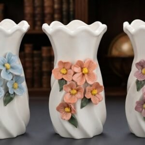 YS2485 ( White Floral Embossed Decorative Vases )PCS/CTN.24
