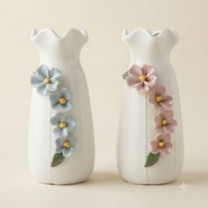 YS2487 ( Pastel Flower Embossed White Ceramic Vase )PCS/CTN.24