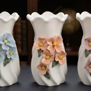 YS2488  ( Elegant Pastel Floral Embossed Ceramic Vase )PCS/CTN.24