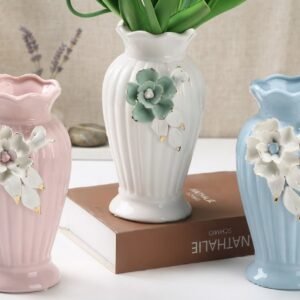 YS2490 ( Pastel Floral Embossed Ceramic Vase )PCS/CTN.24