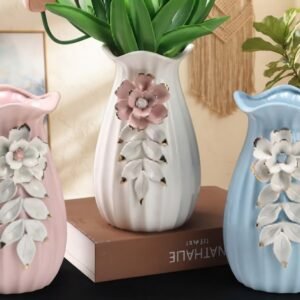 YS2492 ( Pastel Floral Leaf Embossed Ceramic Vase ) PCS/CTN.24