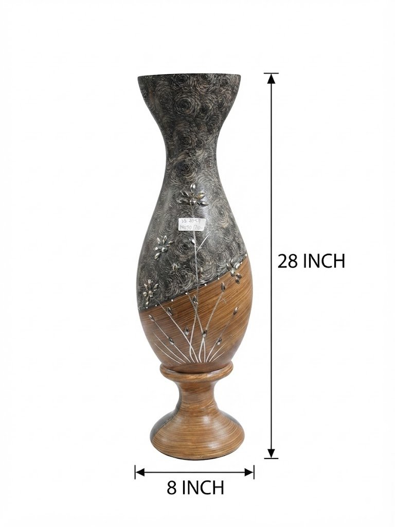 YS2547 ( Elegant Handcrafted Wooden & Black Decorative Floor Vase ) - Image 2