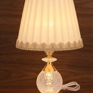 Ys 2191 ( Elegant Crystal Ball Table Lamp with Pleated Fabric Shade )