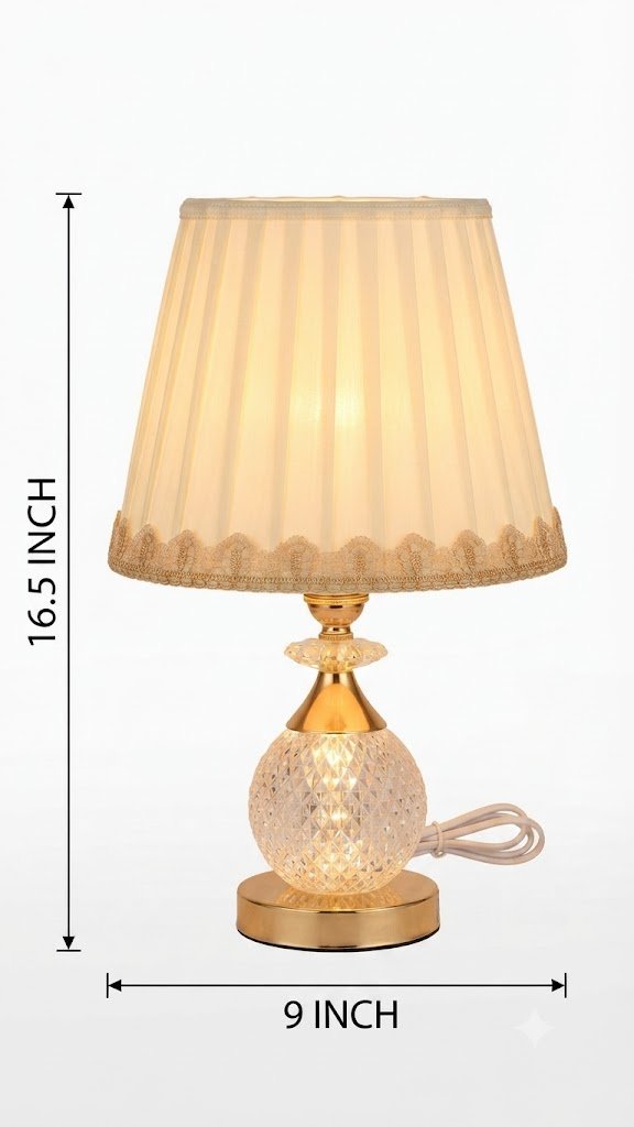 Ys 2191 ( Elegant Crystal Ball Table Lamp with Pleated Fabric Shade ) - Image 2