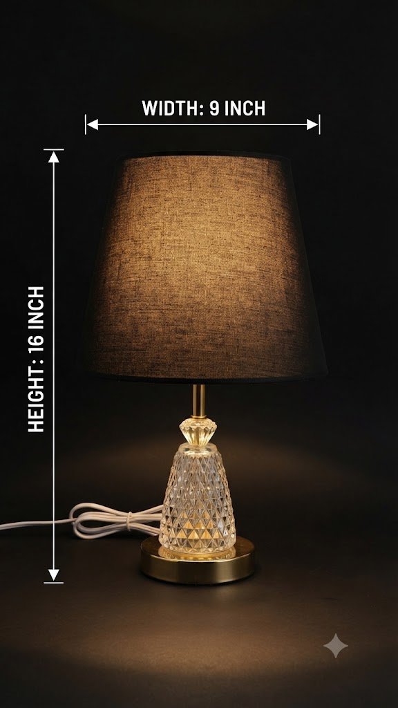 Ys 2195 ( Luxury Crystal Diamond-Cut Table Lamp with Fabric Shade โ 16 Inch ) - Image 2
