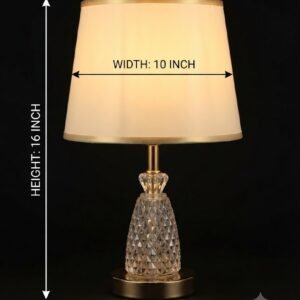 Ys 2195  ( Luxury Crystal Diamond-Cut Table Lamp with Fabric Shade – 16 Inch )
