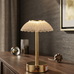 YS 2248 Cordless Brass Pleated LED Table Lamp