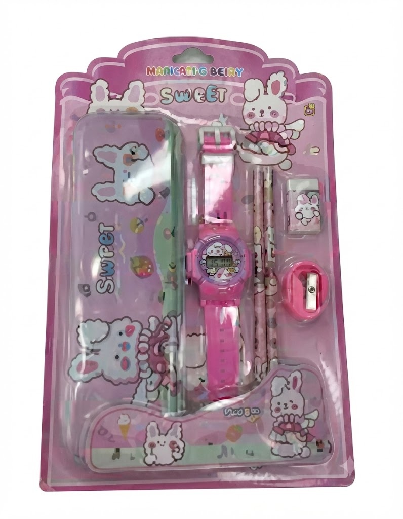 AR 3396 Cute Pink Hello Kitty Stationery Gift Set for Girls โ Stylish Watch, Pen & Accessories Combo - Image 2