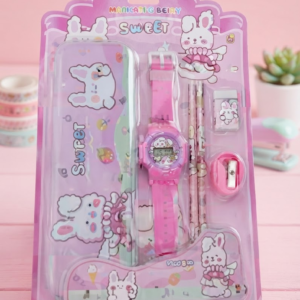 AR 3396 Cute Pink Hello Kitty Stationery Gift Set for Girls – Stylish Watch, Pen & Accessories Combo