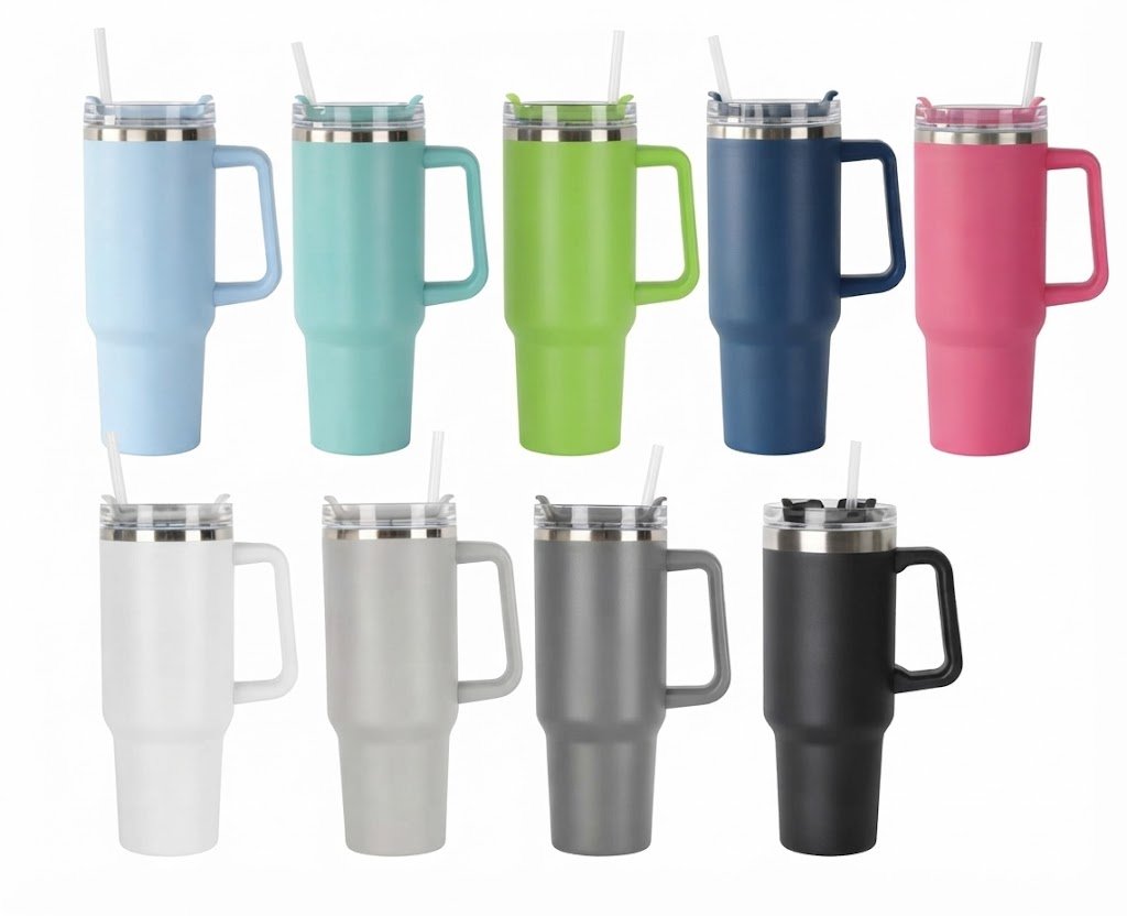 AR1514 Stainless Steel Insulated Travel Tumbler with Handle & Straw - Image 2