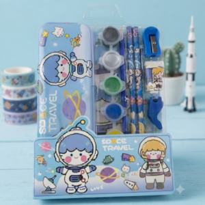 AR 3399 Cute Cartoon Space-Themed Stationery Set for Kids – Blue Multi-Piece School & Drawing Supplies Kit
