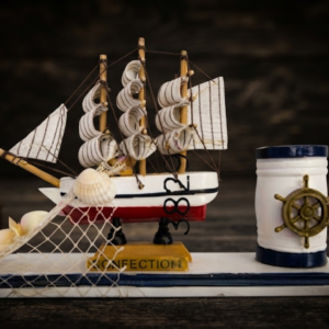 AR 3829 Vintage Nautical Ship Model with Decorative Wheel & Anchor