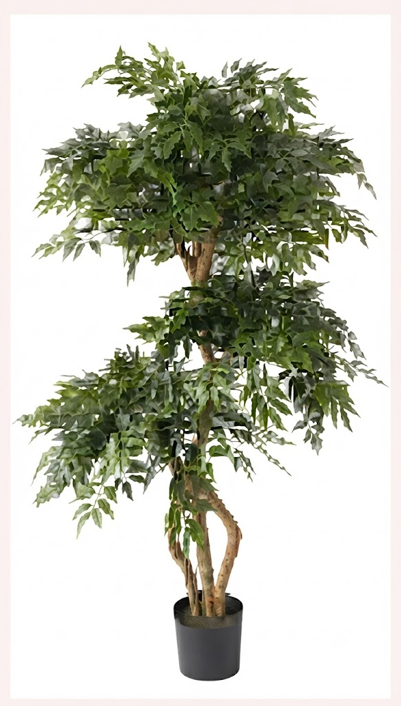 YS 2686 Artificial Green Bamboo-Style Tree with Lush Foliage and Decorative Black Pot - Image 2