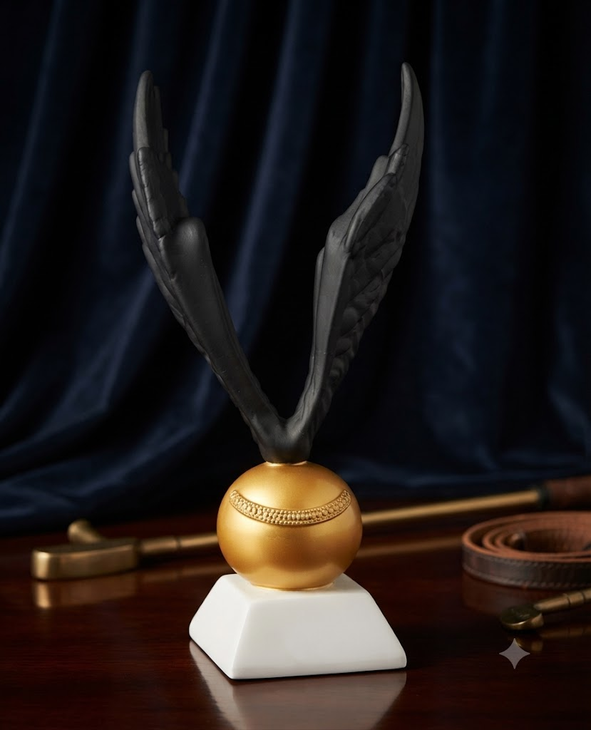 AR 3979 Elegant Black Angel Wings with Golden Sphere โ Luxury Decorative Showpiece