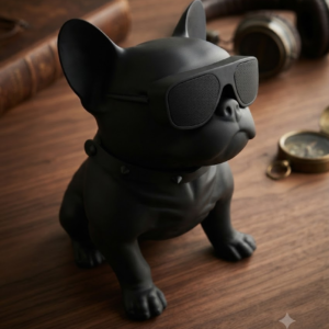 AR 4497 Stylish Black French Bulldog Figurine with Sunglasses โ Modern Decorative Showpiece