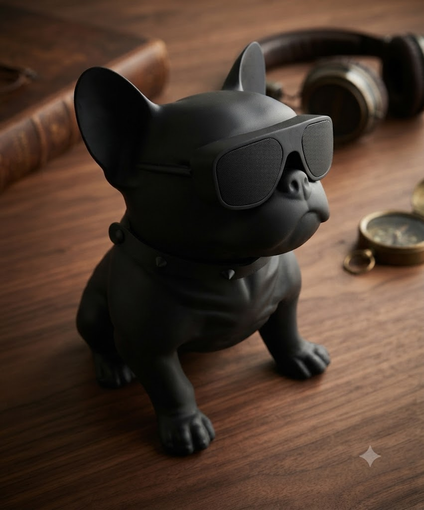 AR 4497 Stylish Black French Bulldog Figurine with Sunglasses โ Modern Decorative Showpiece