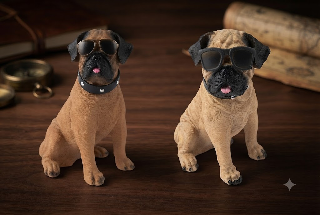 AR 4498 Cool Pug Dog Figurine with Sunglasses โ Stylish Decorative Showpiece