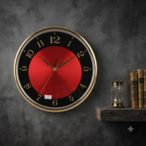 BB1738 Elegant Black & Gold Round Wall Clock with Classic Roman Numerals