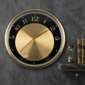 BB 1739 Elegant Black & Gold Round Wall Clock – Premium Decorative Timepiece