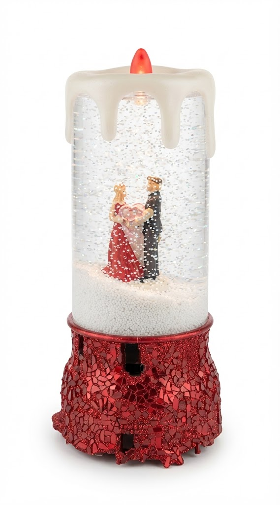 AR 4528 Elegant Red Glitter Musical Snow Globe - Image 2