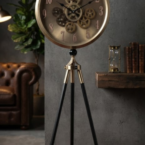 BB 1743 Antique Brass Skeleton Wall Clock on Tripod Stand